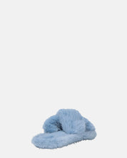 SUZUE - ciabattine aperte in punta in pelliccia azzurra