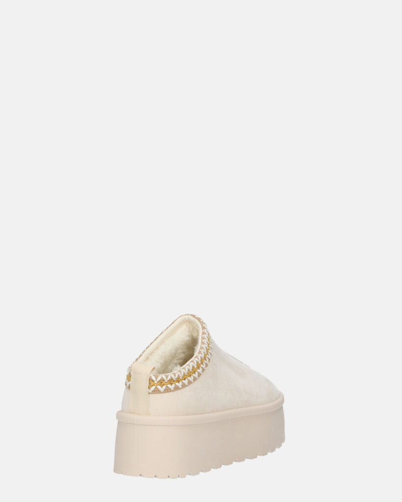 ZELDA - pantolofe platform in camoscio beige chiaro