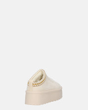 ZELDA - pantolofe platform in camoscio beige chiaro