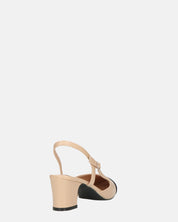 AURI - décolleté beige con tacco basso e punta nera