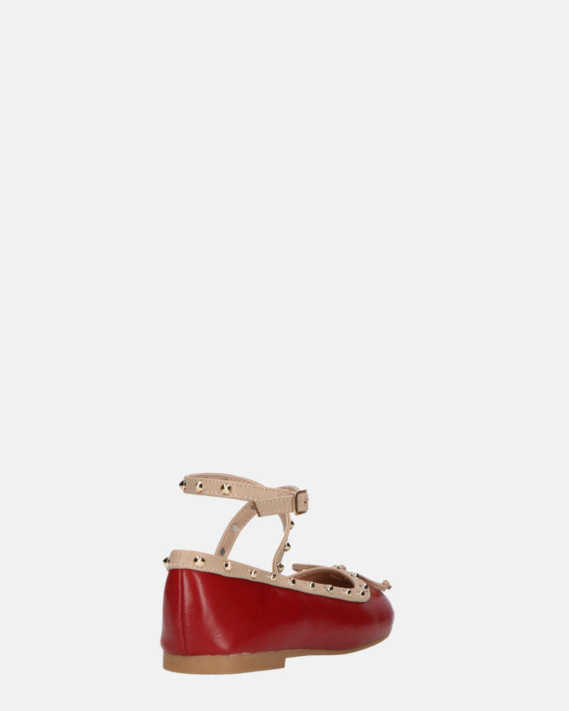 MAHIKA - ballerine bordeaux con borchie dorate
