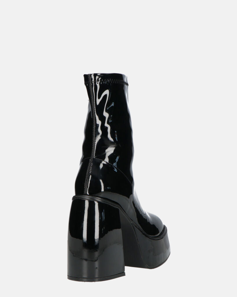 MYA - stivaletti platform con tacco alto in glassy nero