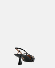 FARAI - sandali in glassy nero con tacco e cinturino