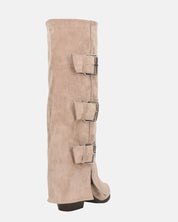 RAHEL - scarpe in camoscio beige con cinture e cerniera laterale