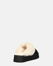 NEVE - ciabatte con pelliccia beige e platform nero