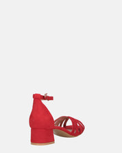 THEMA - sandali bassi in camoscio rosso e cinturino