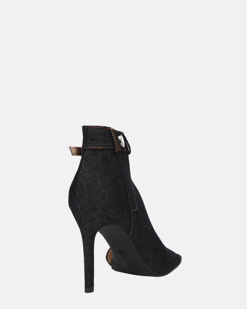 GEMA - scarpe con tacco in denim nero