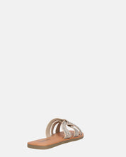 NURY - sandali bassi con strisce beige e gemme