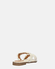 KALI - sandali in tessuto beige chiaro con gemme