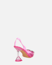 KENAN - scarpe in perspex fucsia con decorazione di gemme in punta