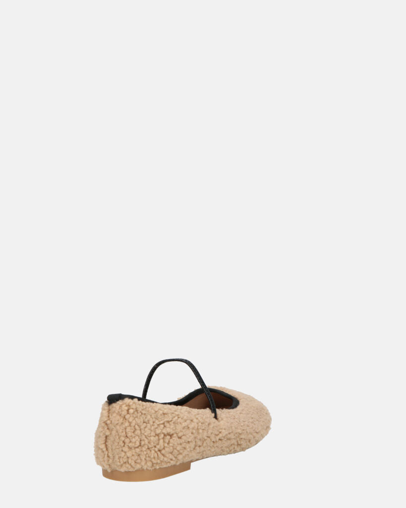 ALISSA - ballerine beige chiaro effetto peluche con suola beige