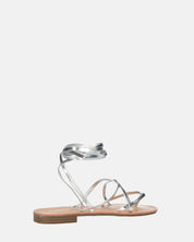 CRESSIDA - sandali bassi beige con cordini argento