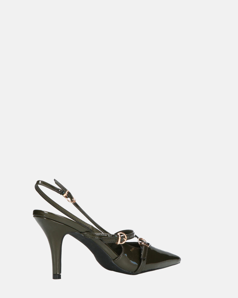 TANISHA - decolette scarpa con tacco verde e cinturini