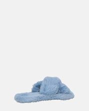 SUZUE - ciabattine aperte in punta in pelliccia azzurra