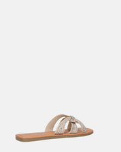NURY - sandali bassi con strisce beige e gemme