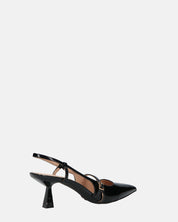 FARAI - sandali in glassy nero con tacco e cinturino