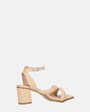 HIROE - sandali beige con tacco in ecopelle con cinturino