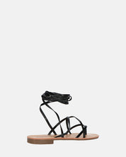 CRESSIDA - sandali bassi beige con cordini nero