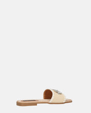ROZENN - ciabattine beige con fascia ricamata e gemme