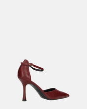 MEENA - decolette bordeaux con cinturino e soletta nera