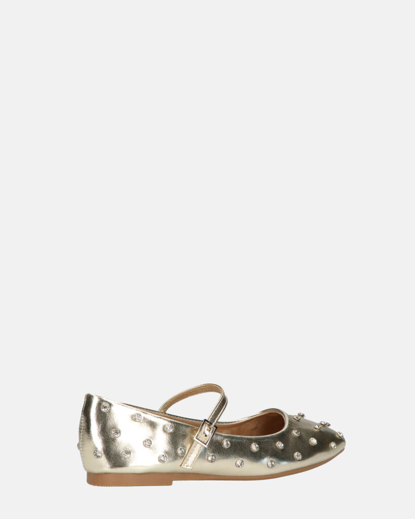 SOFIYA - ballerine in glassy oro con cinturino