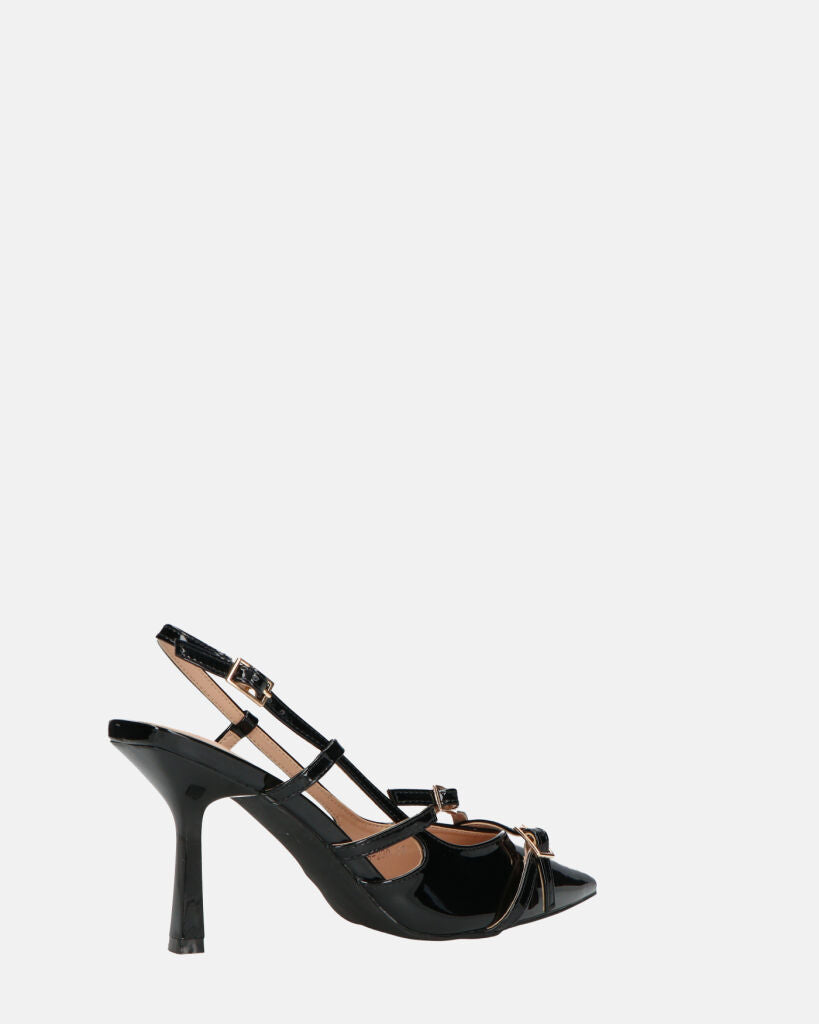 NAIRA - decolette in glassy nero con cinturini