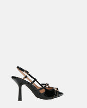 NAIRA - decolette in glassy nero con cinturini