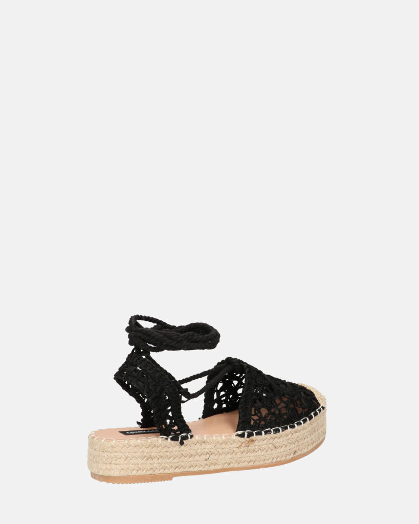 SHIRLEY - sandali platform con decorazioni in tessuto nero