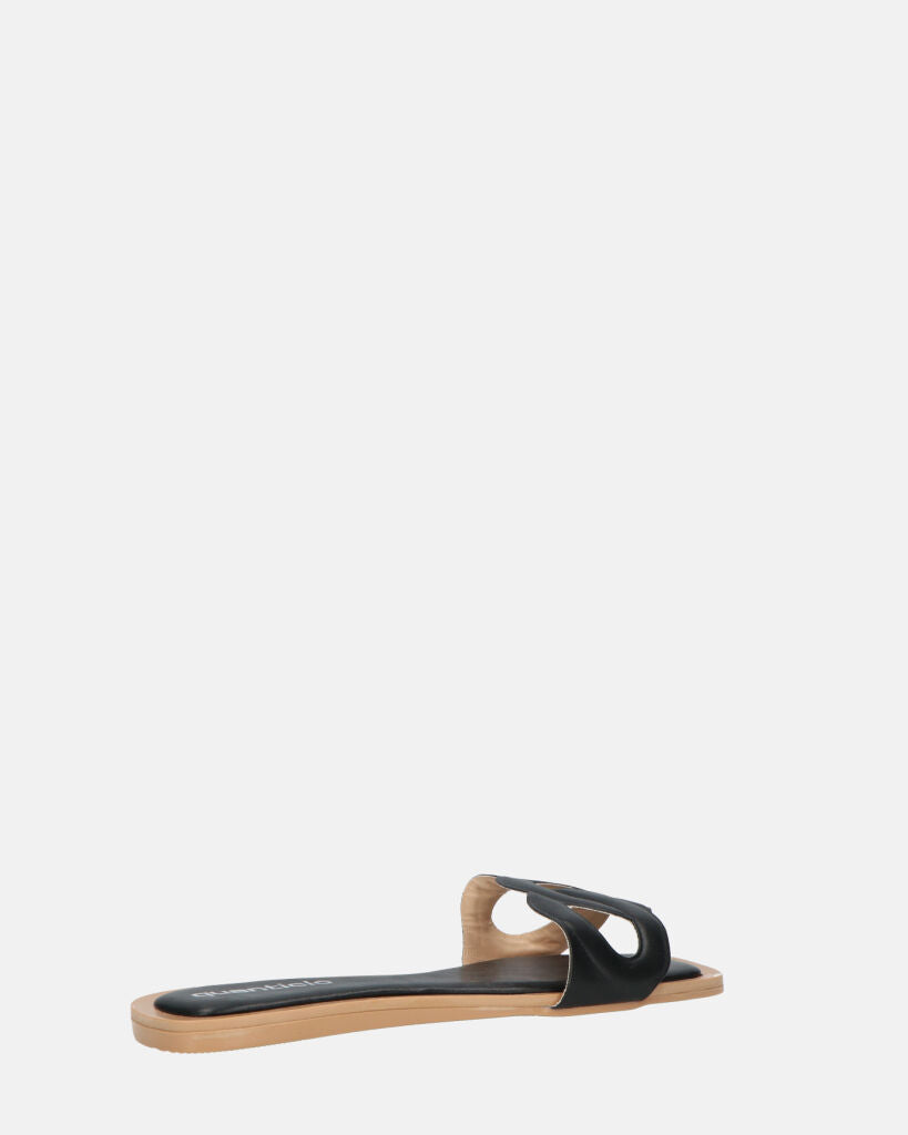 KRISTA - ciabattine nere con suola beige