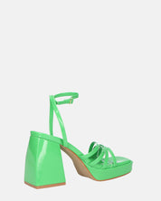 WINONA - sandali in glassy verde con tacco squadrato