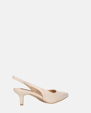 BEVERLIE - decollete con tacco in ecopelle beige