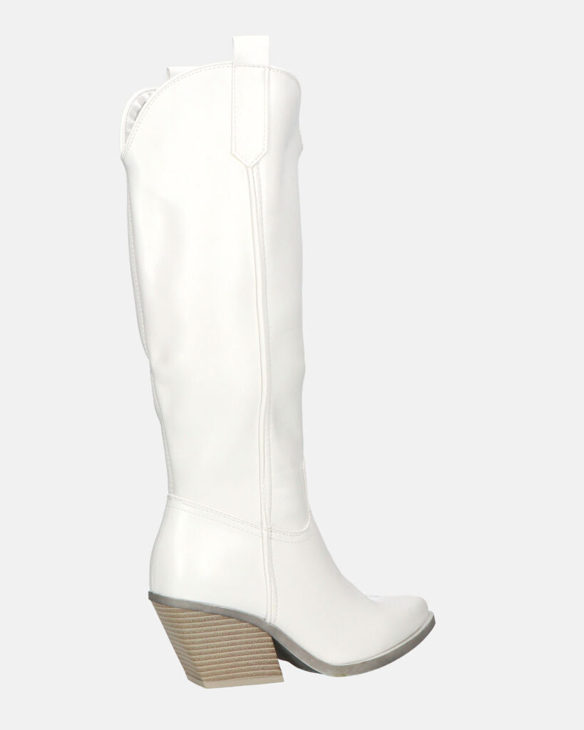 LIANA - camperos con tacco in ecopelle bianco