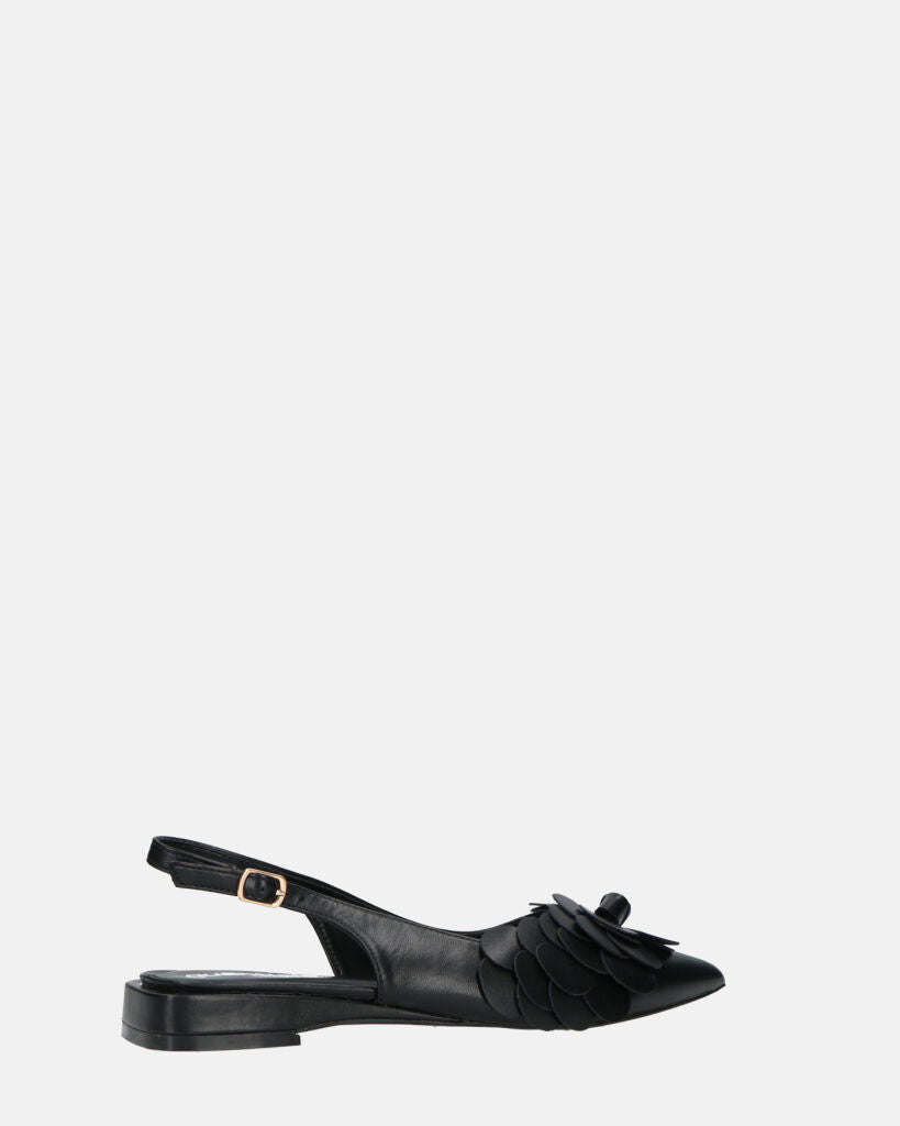 JODENE -  scarpe nero con cinturino posteriore e decorazione floreale