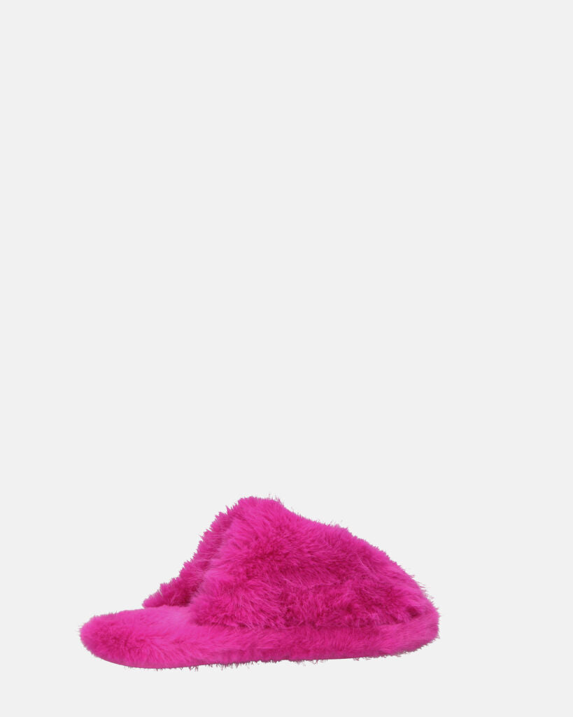 NOARA - pantofole in pelliccia fucsia chiuse in punta