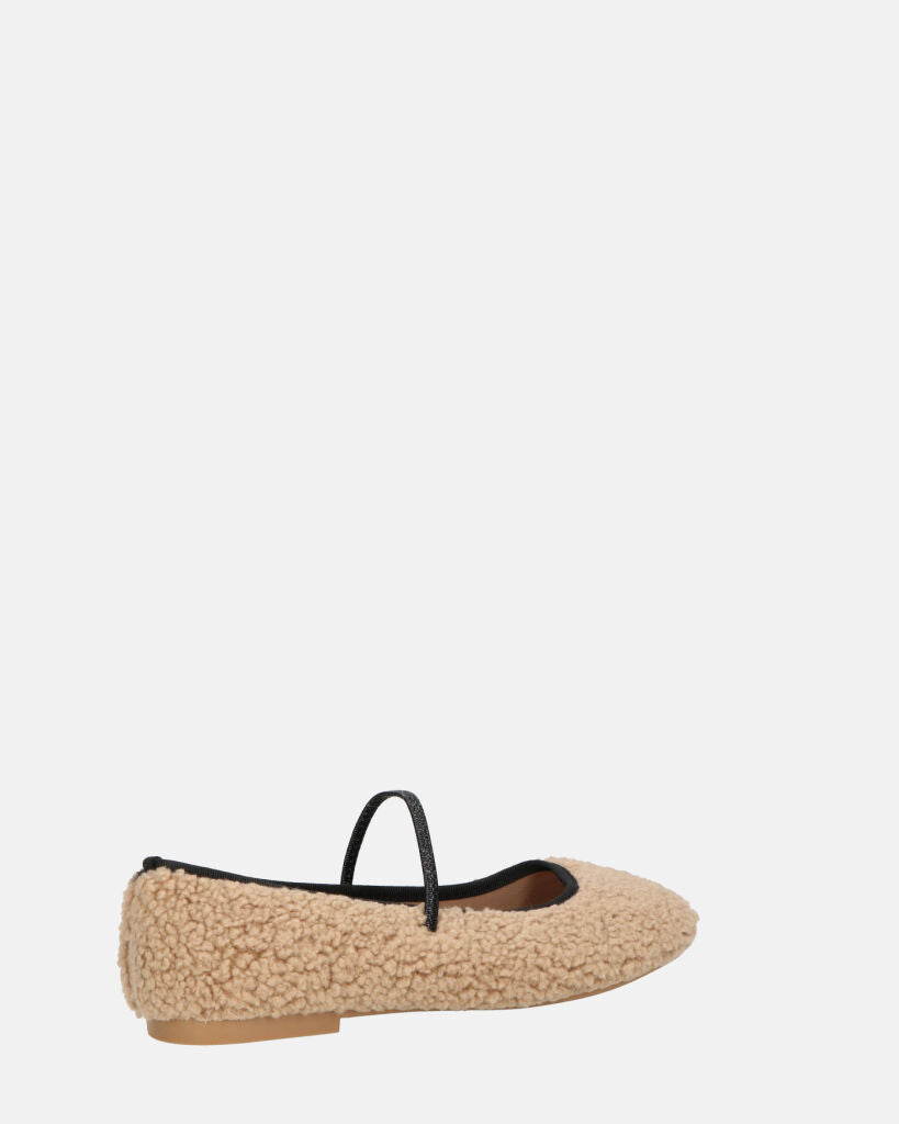 ALISSA - ballerine beige chiaro effetto peluche con suola beige