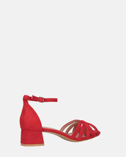 THEMA - sandali bassi in camoscio rosso e cinturino