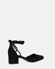 LYDIE - decolette in camoscio nero con lacci
