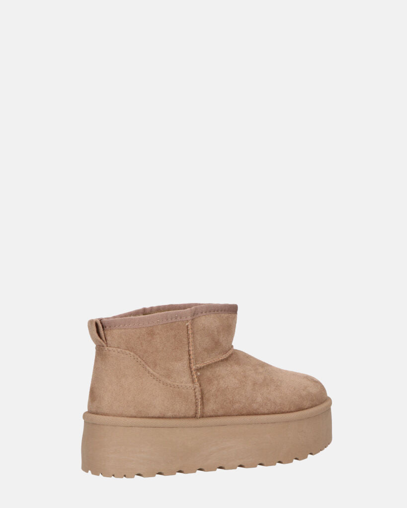 MIREIA - stivaletti bassi beige in camoscio e interno imbottito