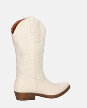 NILLA - stivali camperos beige con ricami