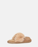 MIDORI - pantofole marroni con pelliccia e camoscio