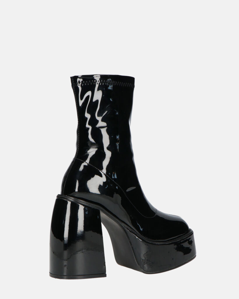 MYA - stivaletti platform con tacco alto in glassy nero