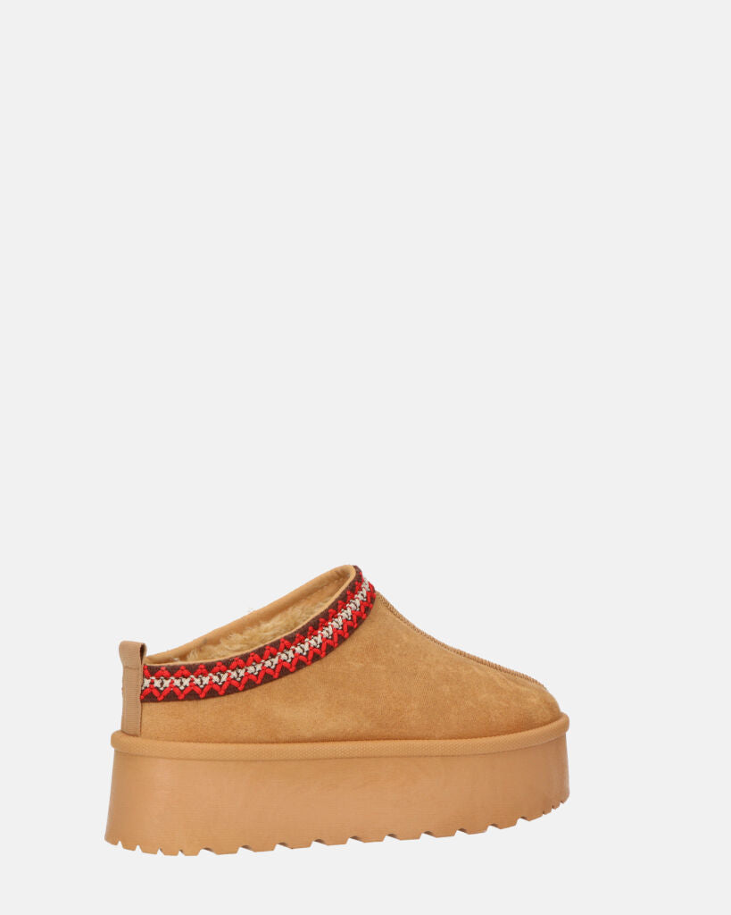 ZELDA - pantolofe platform in camoscio marrone