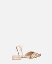 INEZ - sandali beige con dettagli di paglia intrecciata e fibbie