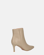 MYZA - stivaletti beige con tacco a spillo con zip laterale