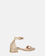 WANDA - sandali con tacco basso in glitter oro