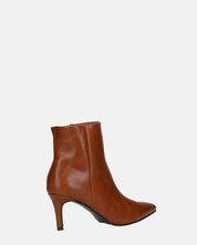 MYZA - stivaletti marrone con tacco a spillo con zip laterale