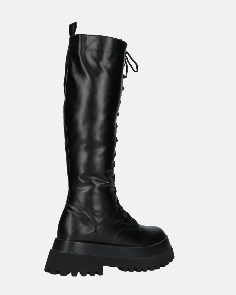 RENATHA - stivali alti stringati neri