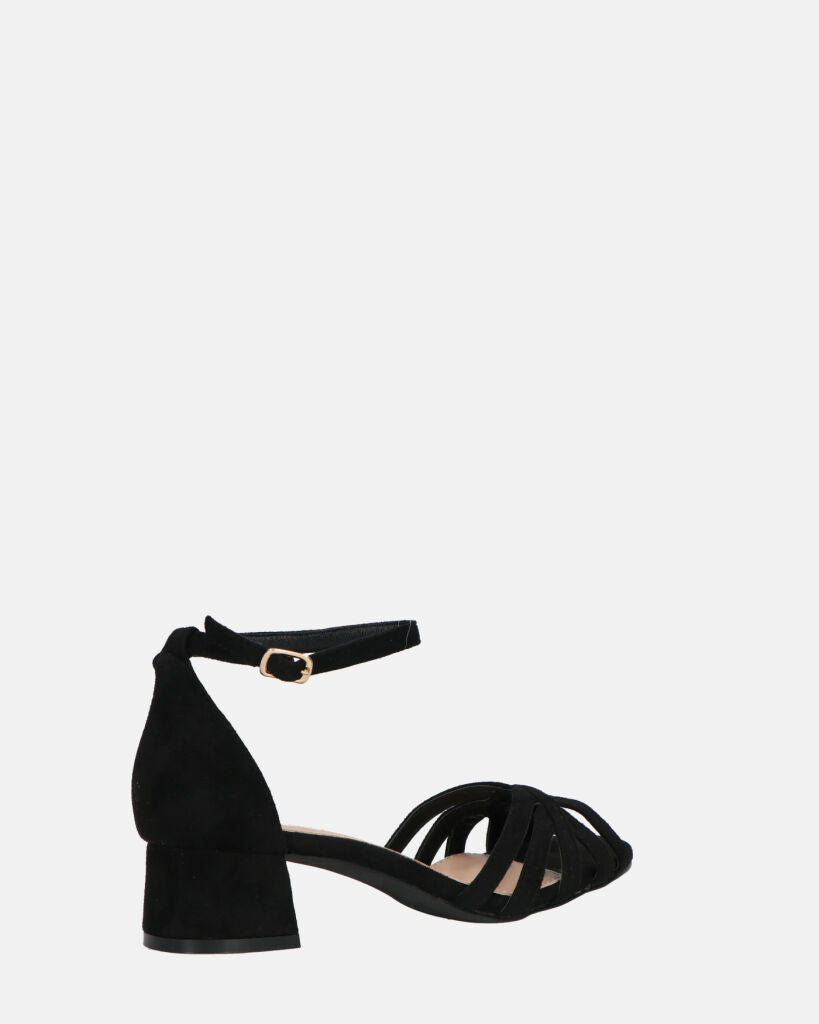 THEMA - sandali bassi in camoscio nero e cinturino