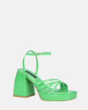 WINONA - sandali in glassy verde con tacco squadrato