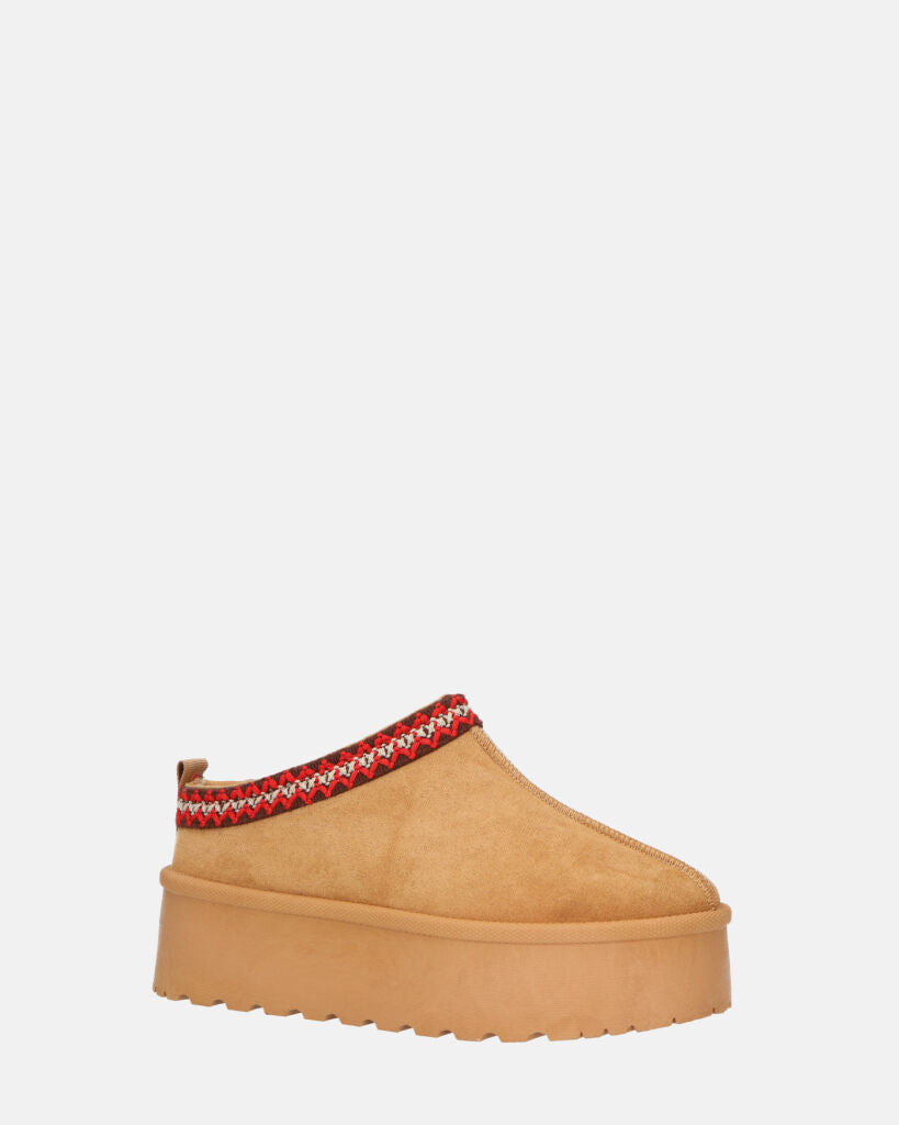 ZELDA - pantolofe platform in camoscio marrone